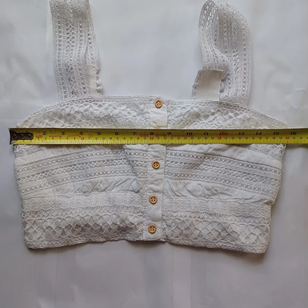 Goa Beachwear By Japna Women Sleeveless Crop Top Large White -Button Accents - Picture 9 of 14